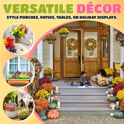 🏆 Flash Sale ⚡ Artificial Outdoor Sunset Mums Flowers 🌻- UV resistant, Waterproof, Windproof 💧