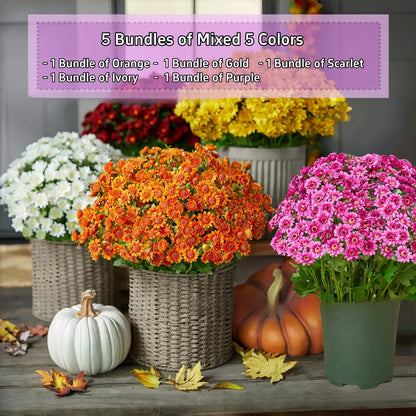🏆 Flash Sale ⚡ Artificial Outdoor Sunset Mums Flowers 🌻- UV resistant, Waterproof, Windproof 💧